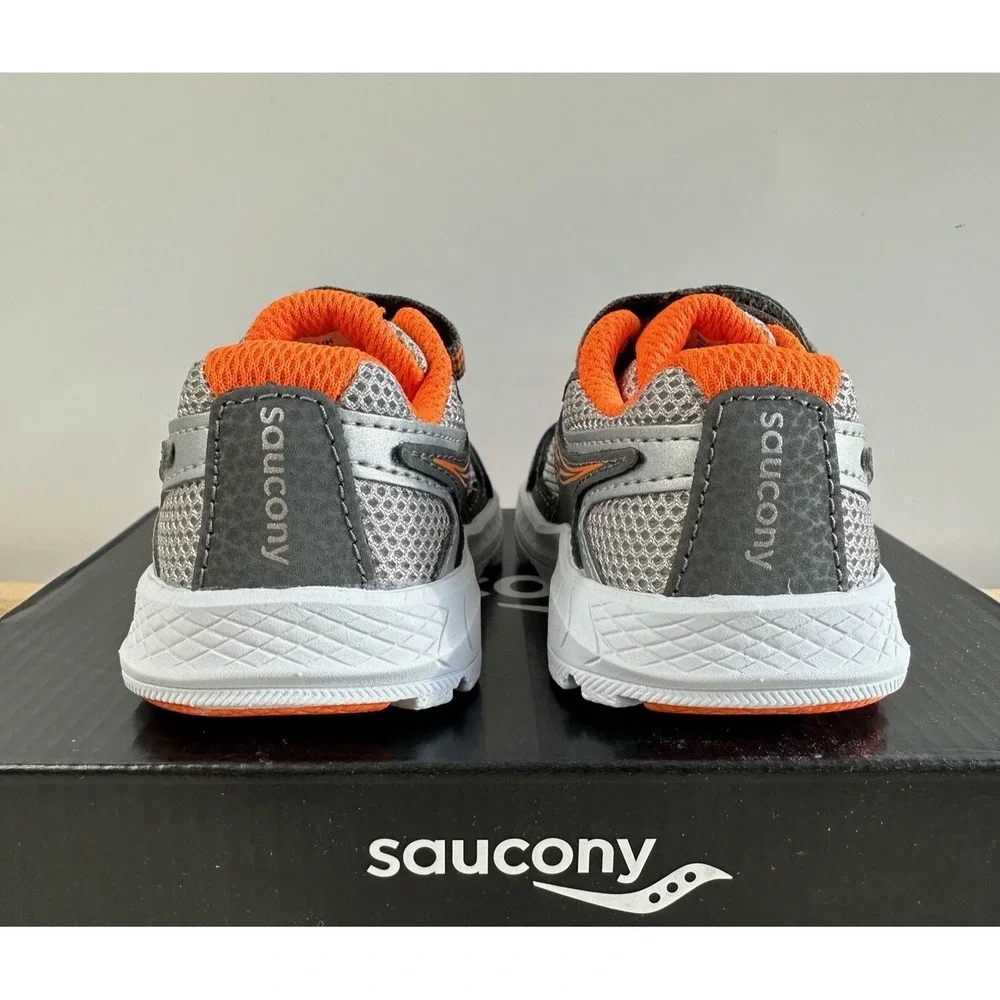 Saucony Ride 10 Jr Running Shoe Grey Orange Hook Loop / Toddler's‎ 5